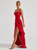 Articat Elegant Spaghetti Strap Satin Split Maxi Dress Women Sexy Backless Bodycon Party Evening Dress Summer Holiday Beachwear