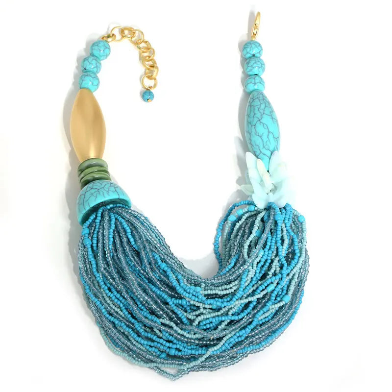 New Fashion Bohemian Statement Beads Necklace Handmade for Women Wedding Party Jewelry