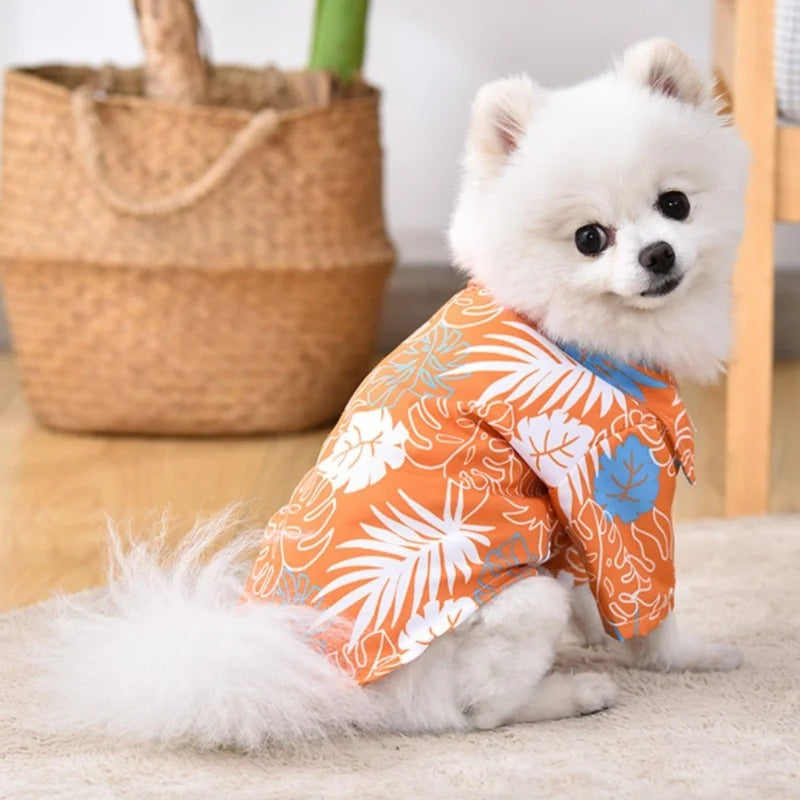 Summer Pet Clothes Hawaiian Style Pet Beach Dog Shirts Fashion Puppy Vest Coconut Print Cat Shirt Chihuahua Yorkies Pet Clothes