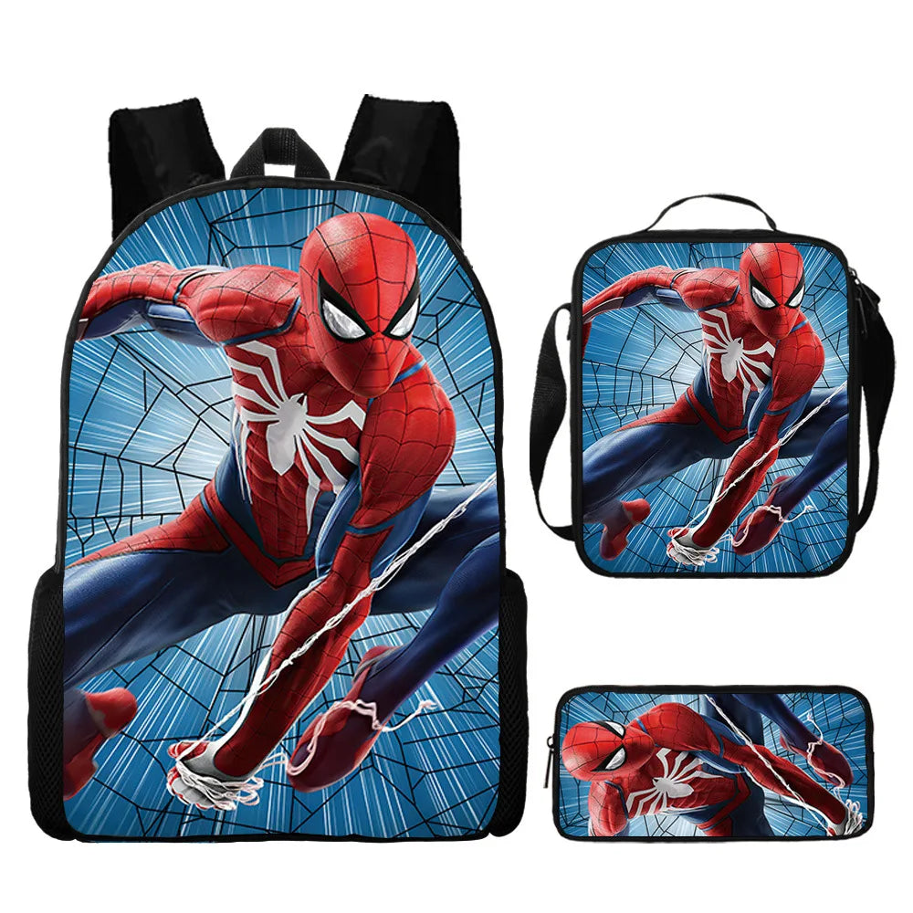 3pcs/set Spider Man Students Backpack Pencil Case Messenger Bag Wear-resistant Lightening Breathable Waterproof Schoolbag
