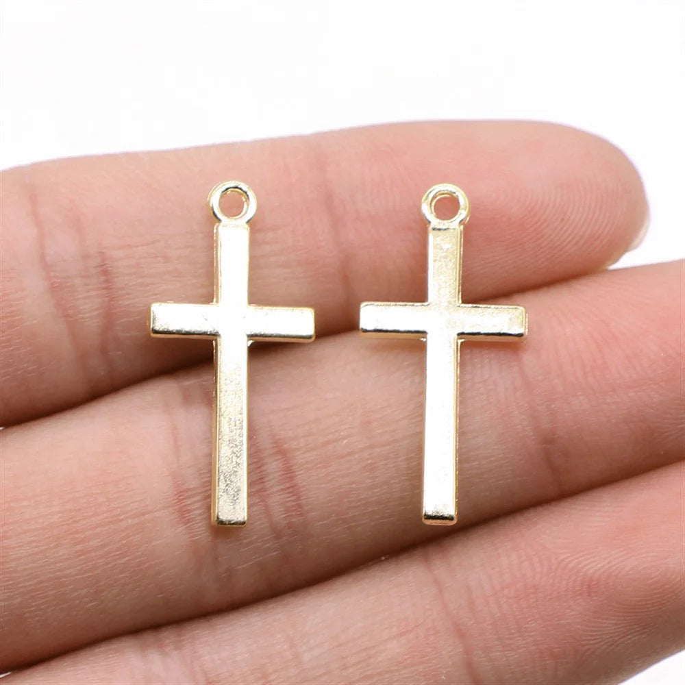 20pcs Charms Hollow Lovely Cross Antique Bronze Silver Color Pendants DIY Crafts Making Findings Handmade Tibetan Jewelry