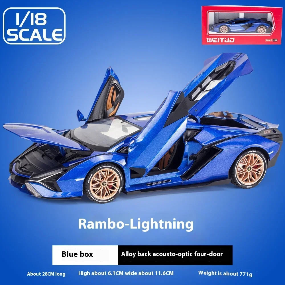 1:18 Lamborghini SIAN FKP 37 sports car Diecast Metal Alloy Model car Sound Light Pull Back Collection Kids Toy Gifts