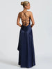 Articat Elegant Spaghetti Strap Satin Split Maxi Dress Women Sexy Backless Bodycon Party Evening Dress Summer Holiday Beachwear