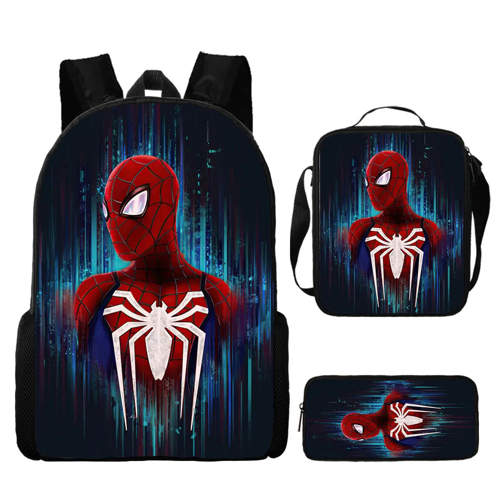 3pcs/set Spider Man Students Backpack Pencil Case Messenger Bag Wear-resistant Lightening Breathable Waterproof Schoolbag