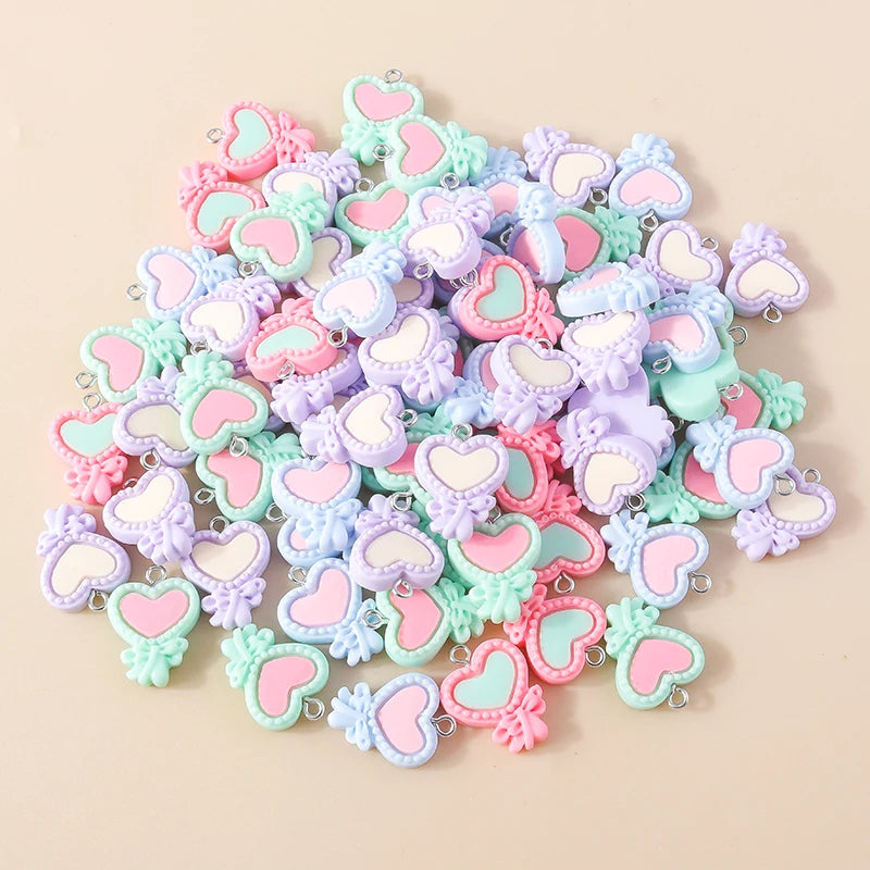 15pcs New Mix Kawaii Summer Vacation Pink Flower Heart Butterfly Ice Cream Star Resin Earrings Charms Diy Jewelry Making Pendant