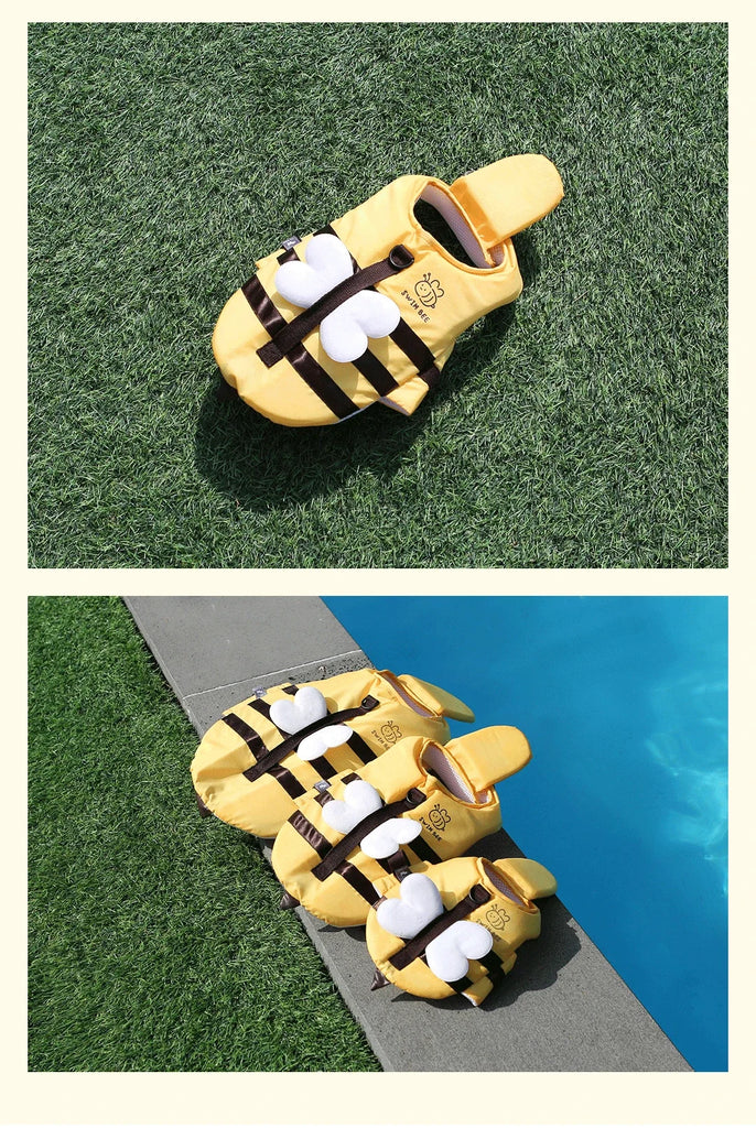 Summer Little Bee Dog Swimsuit Waterproof Puppy Life Jacket Breathable Dog Clothes Harness Swimming Safety for Dog Pet Supplies