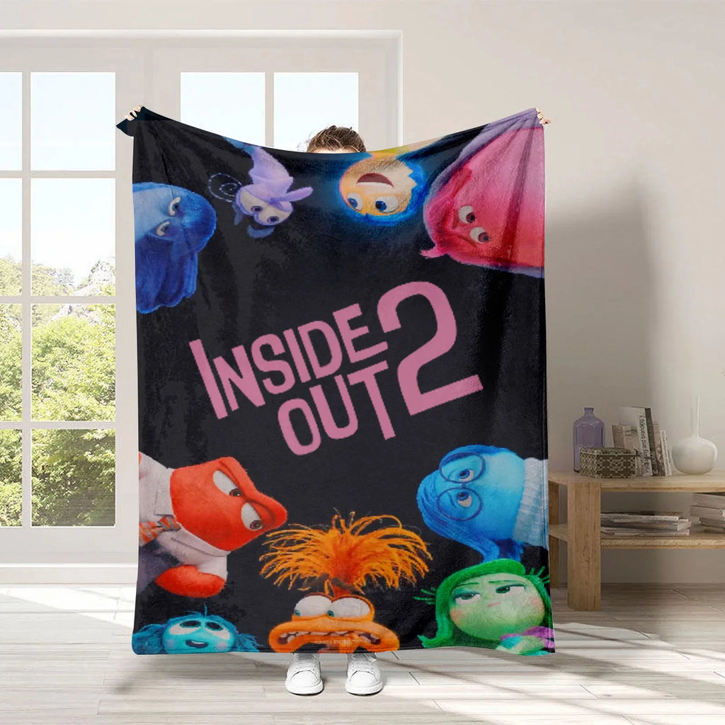 2024 New Inside Out 2 Plush Blanket Emotional Figures Summer Winter Flannel Blanket Soft Cozy Throw Sofa Bed Kids Birthday Gift