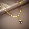 DIEYURO 316L Stainless Steel Roman Numeral Dial Pendant Necklace For Women New Trend Girls 2-Chain Choker Birthday Jewelry Gifts