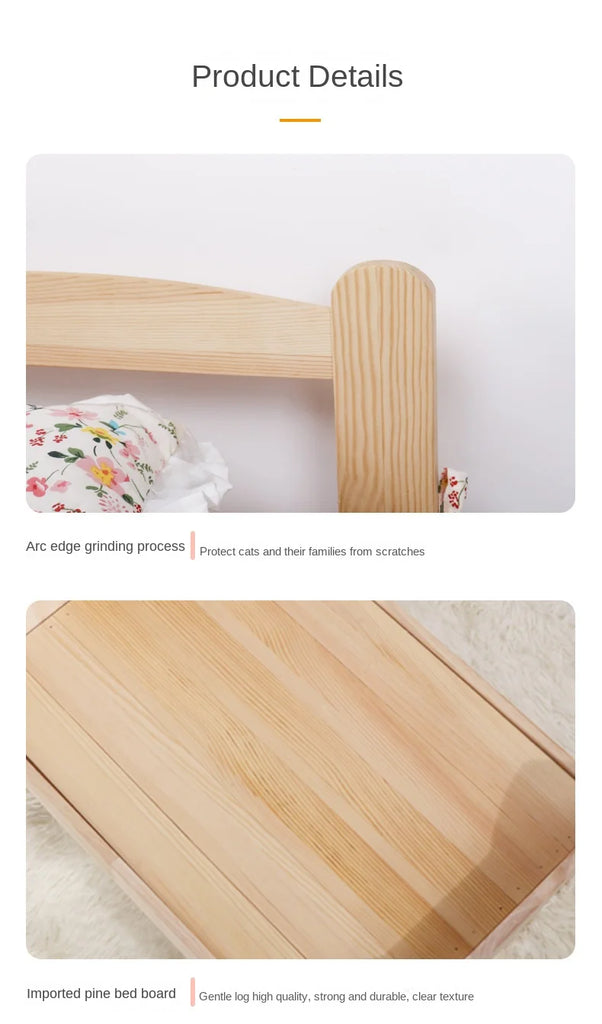 summer and winter four-season universal floor-standing wooden removable and washable princess bed cat bed