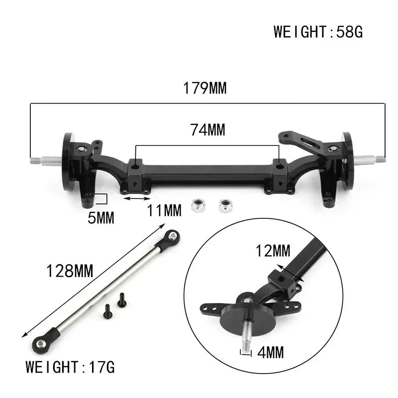 Metal Front Axle Steering Assembly Link Pole Linkage Rod No Power for Tamiya 1/14 RC Truck Tractor Car Upgrades Parts