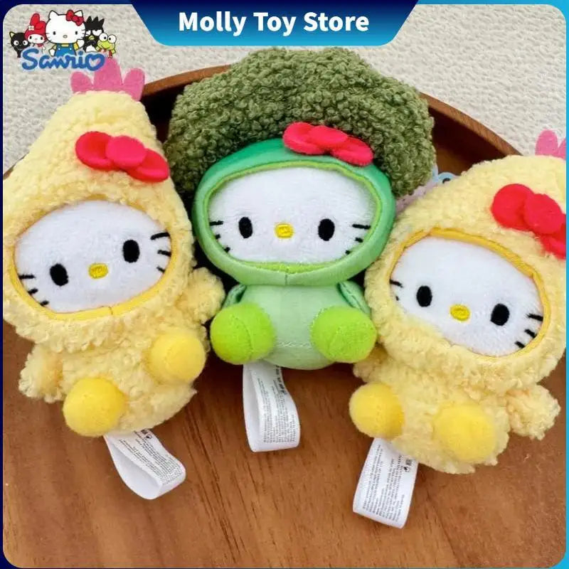 Kawaii Sanrio Hello Kitty Cos Broccoli Doll Anime Kids Toys Dopamine Creative Girls Backpack Pendant Student Car Doll Keychain