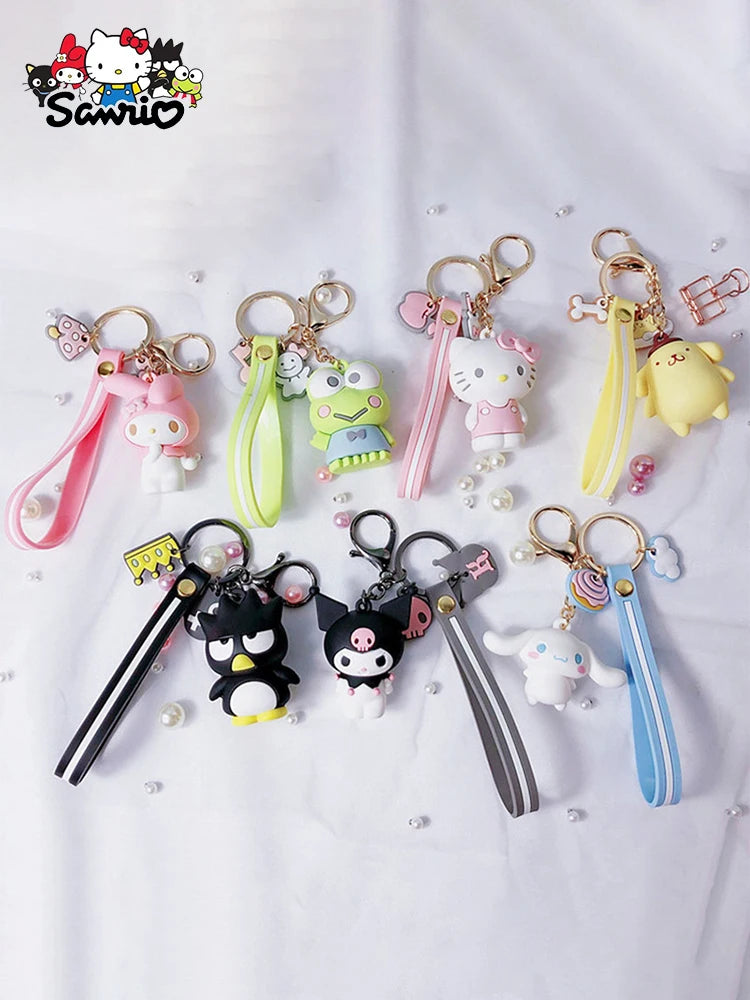Sanrio Hello Kitty Keychain Kawaii Cartoon Kuromi Car Key Ring Melody Cute Cinnamoroll Backpack Pendant Ornaments Girls Gifts