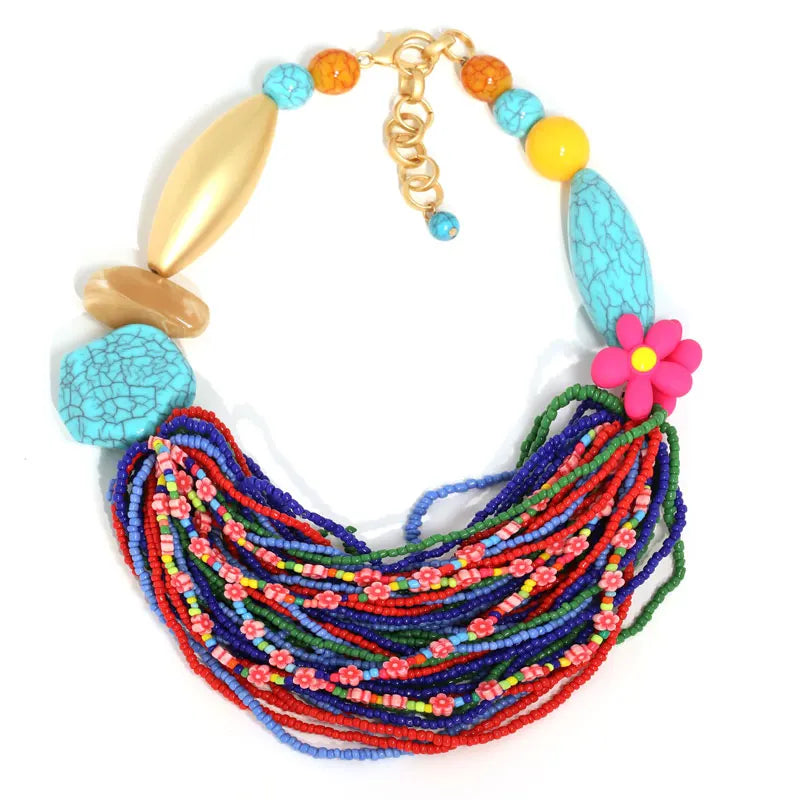 New Fashion Bohemian Statement Beads Necklace Handmade for Women Wedding Party Jewelry