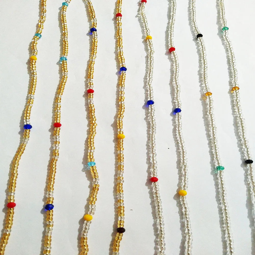 Colorful Beaded Elasticity Waist Belly Chain for Women Girl 2023 Fashion Summer Beach Waistband Bikini Beads Jewelry