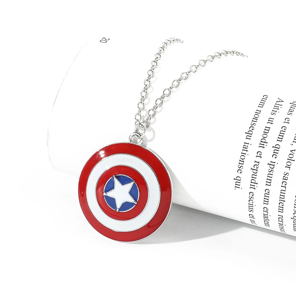Marvel Superhero Captain America Necklace Round Pentagram Shield Pendant Neck Chain Fans Jewelry Gift