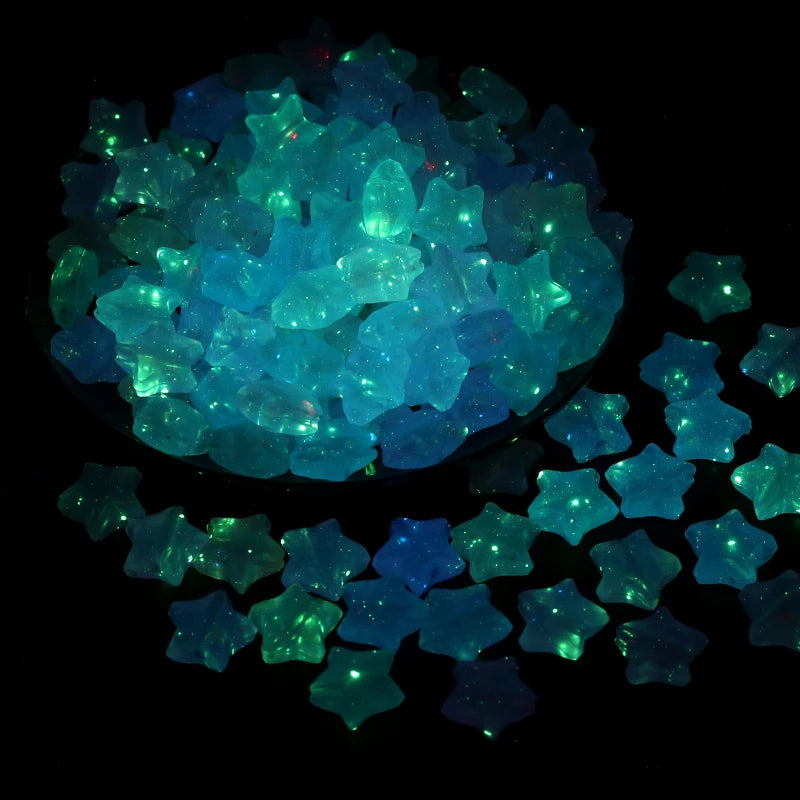 30Pcs Luminous Acrylic Beads 15mm Pentagram Loose Beads For Glow In The Dark Jewelry Making DIY Bracelet Necklace Earring