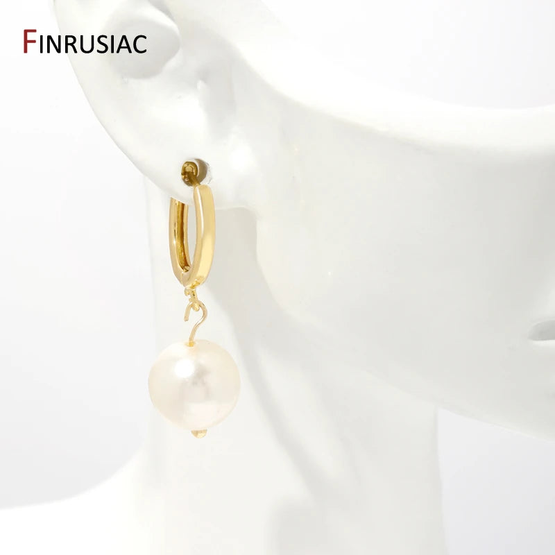 18K Gold Plated Brass Huggie Earring Hooks with Loop Round Ear Post with Open Jump Ring For DIY Earrings Making Components