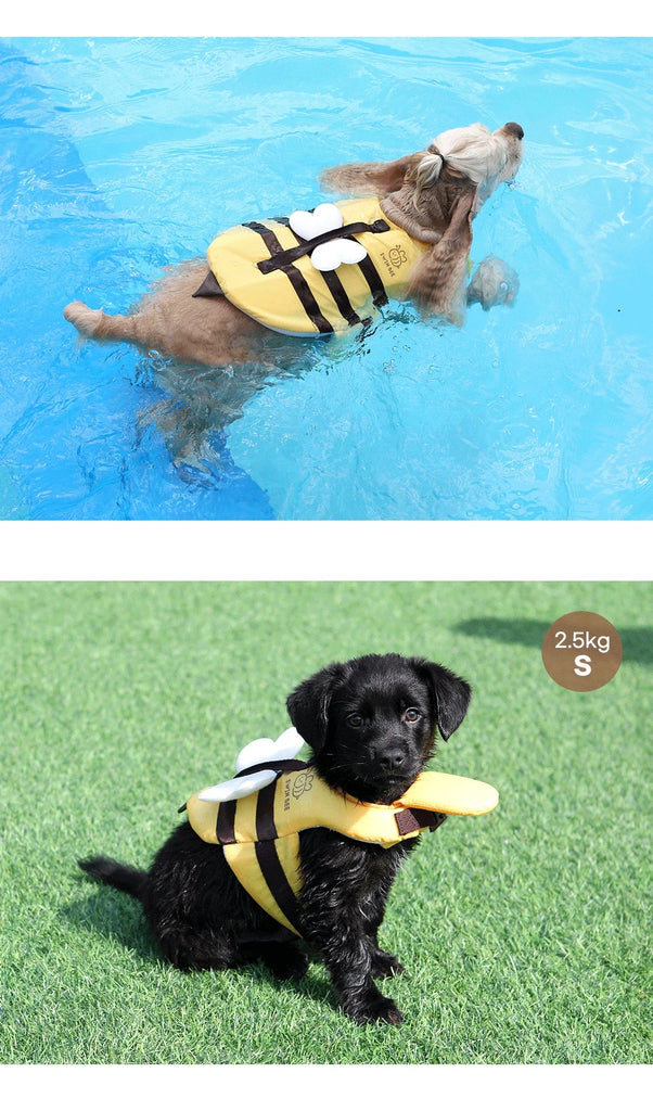 Summer Little Bee Dog Swimsuit Waterproof Puppy Life Jacket Breathable Dog Clothes Harness Swimming Safety for Dog Pet Supplies