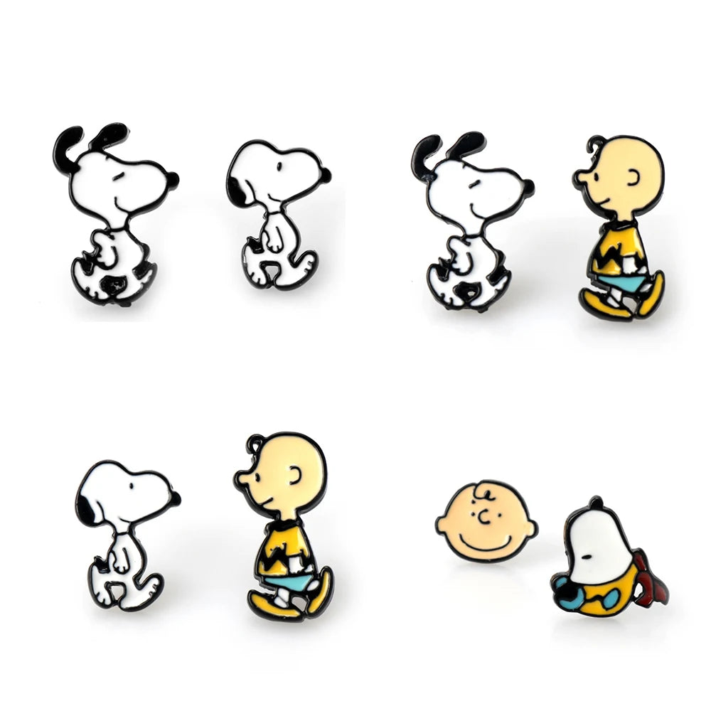 Cartoon Snoopy Women's Earrings Set Cartoon Cute Fashion Jewelry Earrings Hip Hop Creativity Funny Earrings Gifts