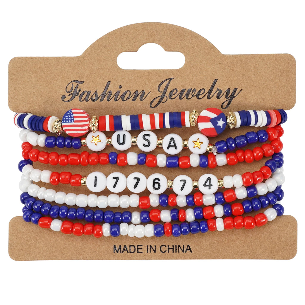 USA Independence Day Bracelet American Flag Theme Jewelry for Men Women Celebratory Wristband Fashion Accessory