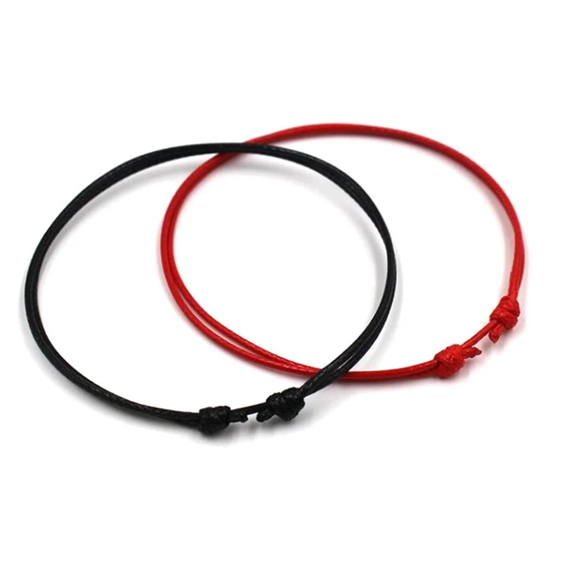 Rope Anklet for Men & Women – Adjustable Black & Red Summer Barefoot Bracelet Jewelry