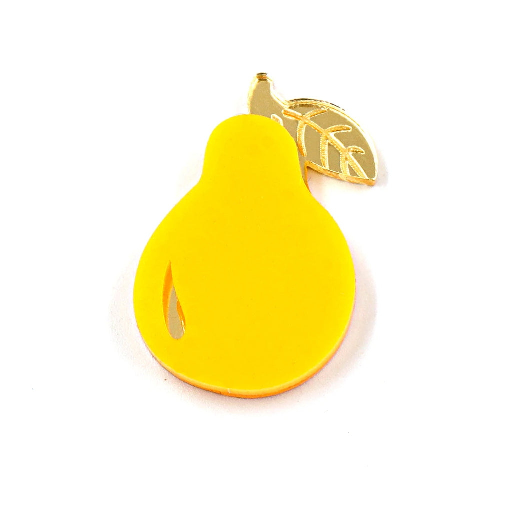 35mm Cute Pear Brooch (Safty Pin) Laser cut Acrylic Jewelry For Baby Girl Gift