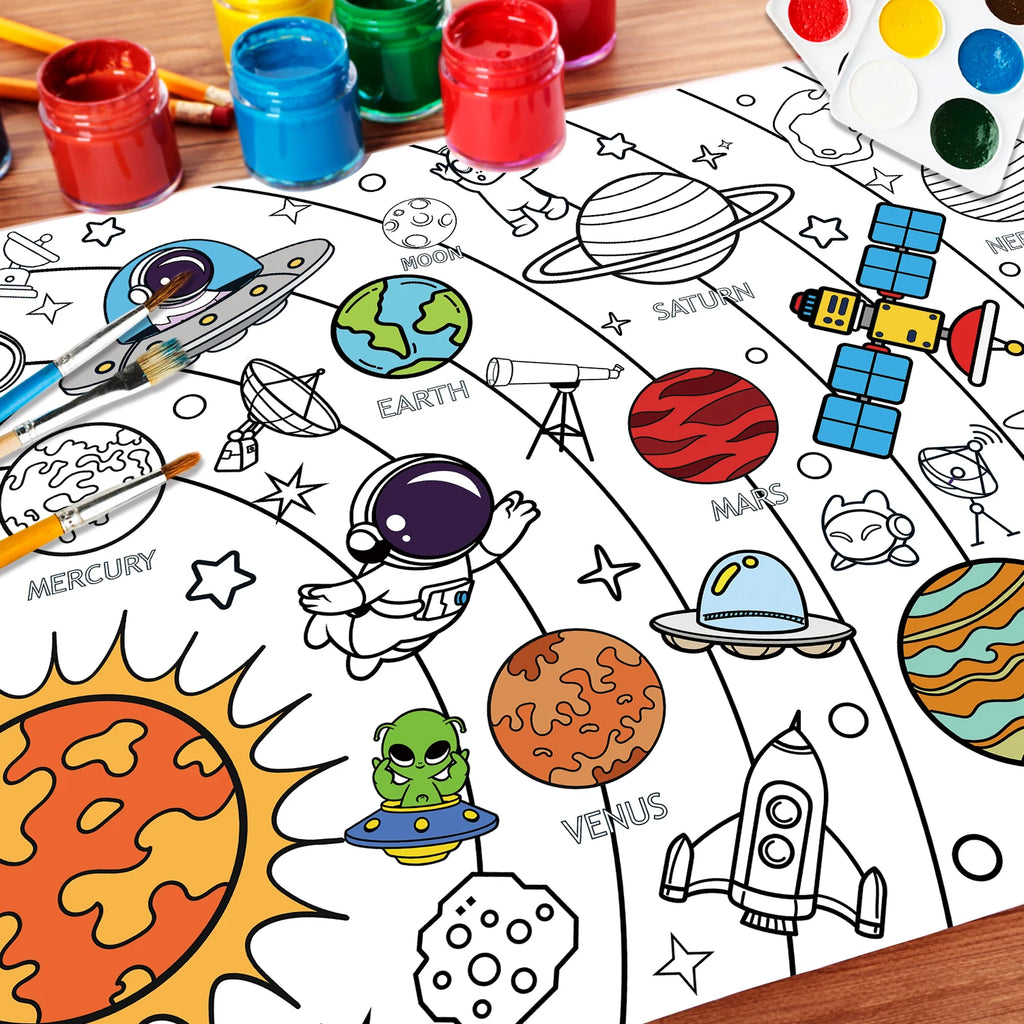 Large Children Drawing DIY Space Sticky Color Filling Paper Coloring Paper Coloring Tablecloth For Kids Early Educational Toys