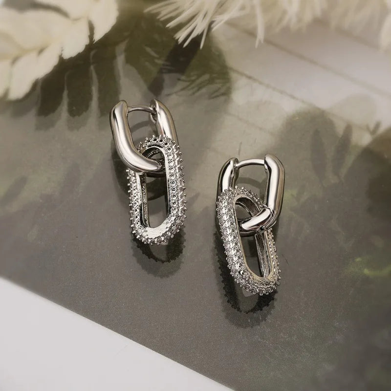 Retro Double Loop Drop Earrings – Gold Geometric Round Hoop Earrings for Women & Girls