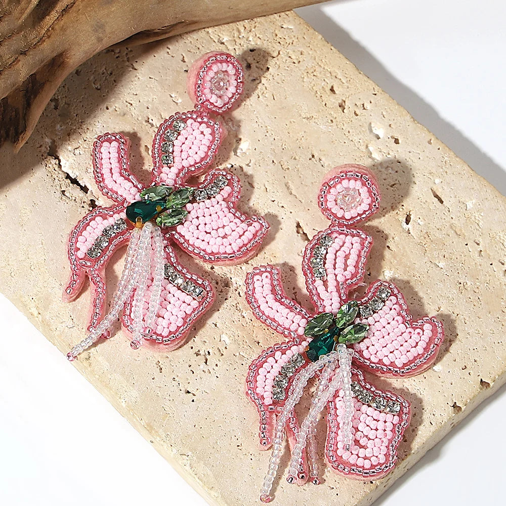 AENSOA Bohemian Starfish Lobster Conch Seed Bead Drop Earrings for Women Handmade Ocean Animal Earrings Summer Beach Jewelry