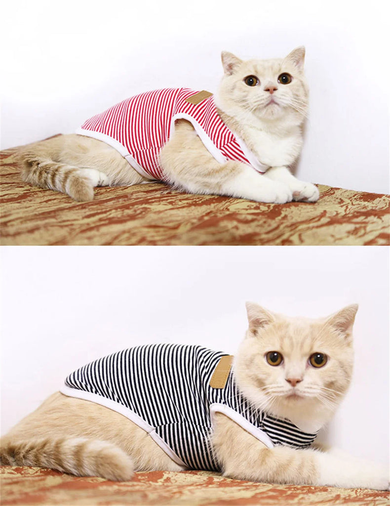 Summer Cotton Cat Puppy Vest Classic Stripes Pet Sleeveless T-shirt for Small Dogs Cats Kitten Clothing Outfit ropa para gatos