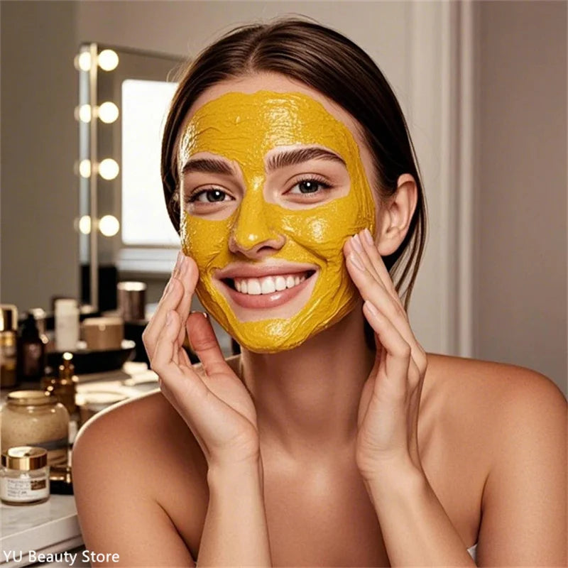 Turmeric Vitamin C Clay Mask Deep Cleansing Facial Improves Dark Spots Acne Hydrating Skin Care Tightens Skin Evens Skin Tone