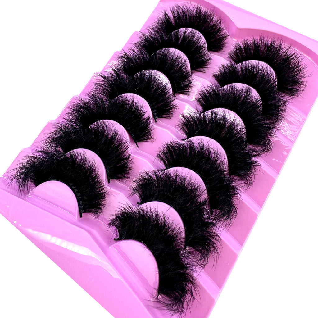 “7 Pairs 3D Mink Lashes Pack – 15-25mm Wispy Natural False Eyelashes Bulk with Custom Box, Wholesale Short Mink Lashes”