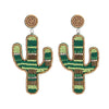 Cactus Beaded Earrings for Women Boho Colorful Beaded Earrings Statement Big Drop Dangle Earrings Summer Beachy Tropical Holiday