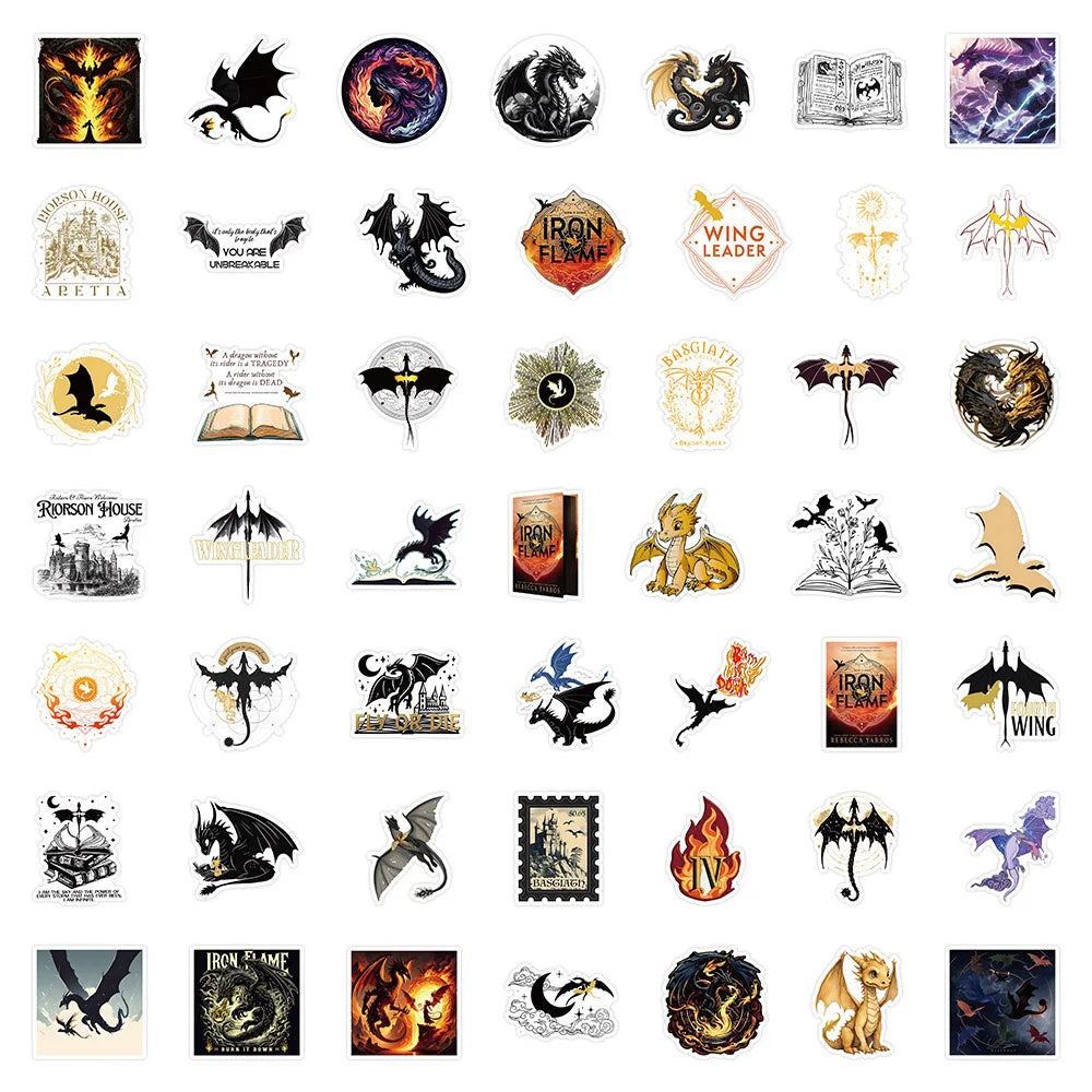 10/50/100pcs Pterosaur Iron Flame Novel Fourth Wing Stickers Anime Decals DIY Water Bottle Motorcycle Laptop Sticker for Kid Toy