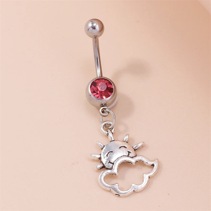 Fashion Fruit Cherry Belly Button Rings Sexy Navel Rings Belly Piercing Body Jewelry for Women Girl Party Holiday Jewelry Gifts