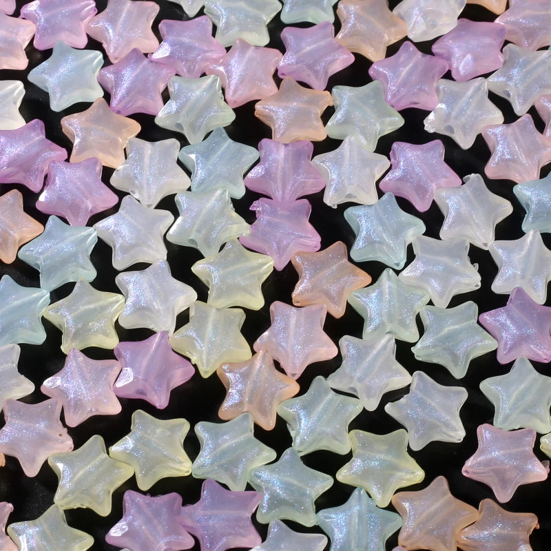 30Pcs Luminous Acrylic Beads 15mm Pentagram Loose Beads For Glow In The Dark Jewelry Making DIY Bracelet Necklace Earring