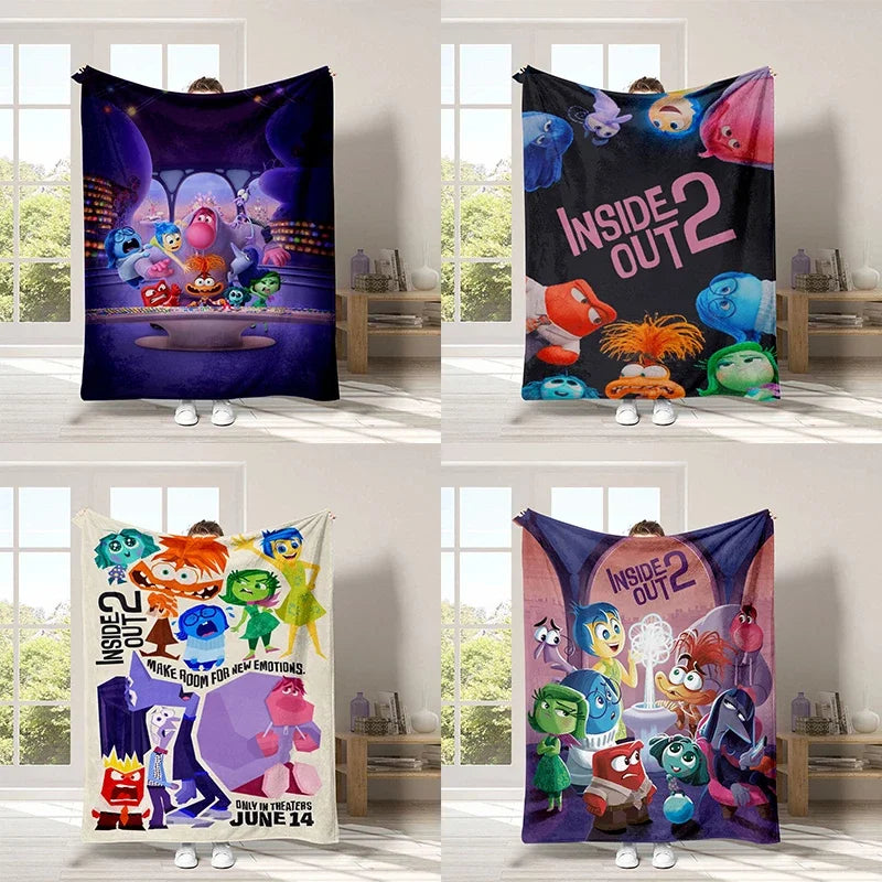 2024 New Inside Out 2 Plush Blanket Emotional Figures Summer Winter Flannel Blanket Soft Cozy Throw Sofa Bed Kids Birthday Gift