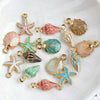 13pcs Summer Beach Starfish & Shell Charms – Colorful Copper Pendants for DIY Jewelry Making (Bracelets, Necklaces, Earrings)