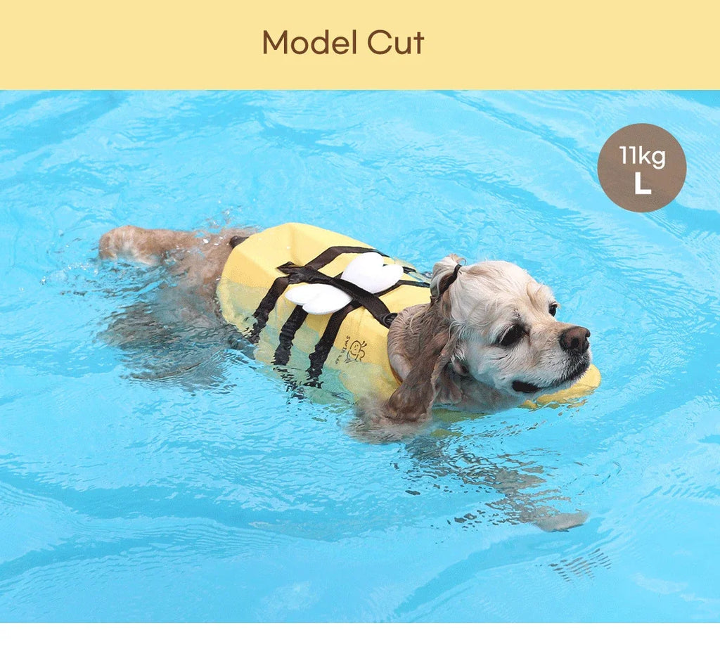 Summer Little Bee Dog Swimsuit Waterproof Puppy Life Jacket Breathable Dog Clothes Harness Swimming Safety for Dog Pet Supplies