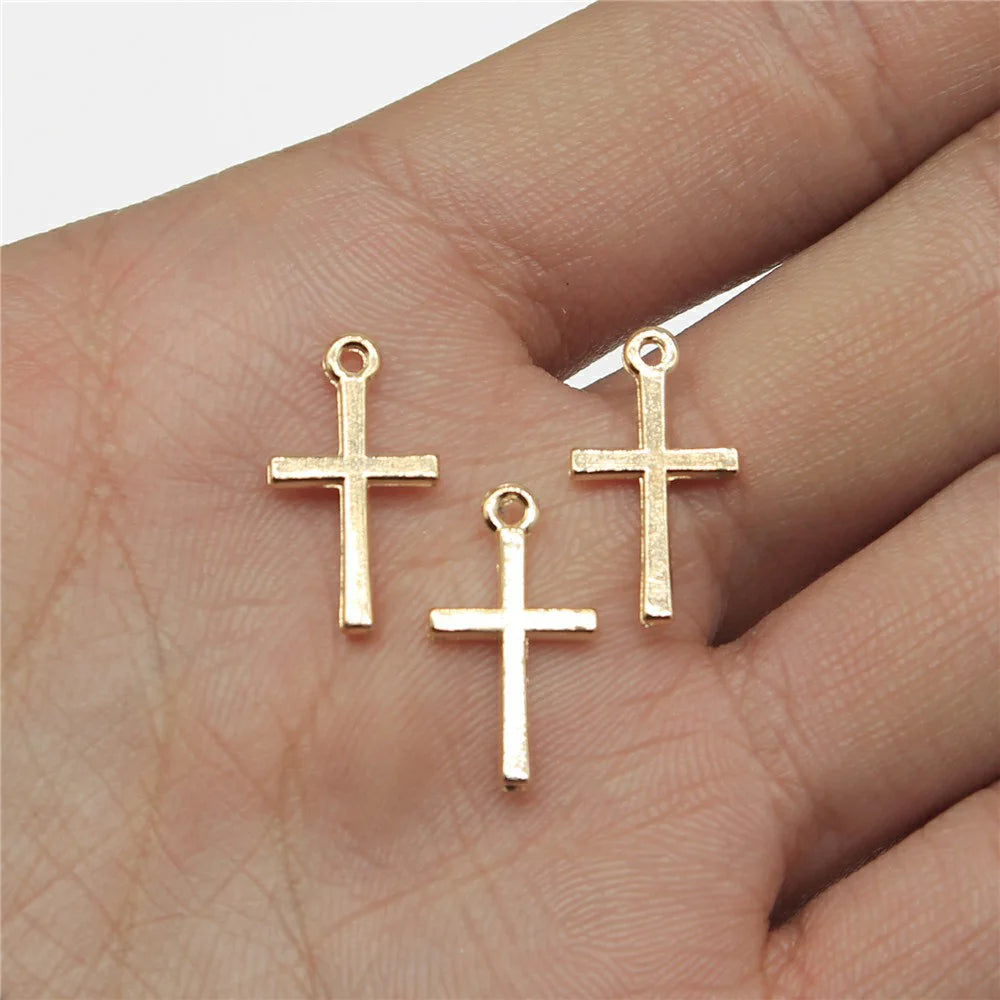 20pcs Charms Hollow Lovely Cross Antique Bronze Silver Color Pendants DIY Crafts Making Findings Handmade Tibetan Jewelry