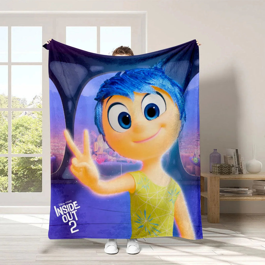 2024 New Inside Out 2 Plush Blanket Emotional Figures Summer Winter Flannel Blanket Soft Cozy Throw Sofa Bed Kids Birthday Gift