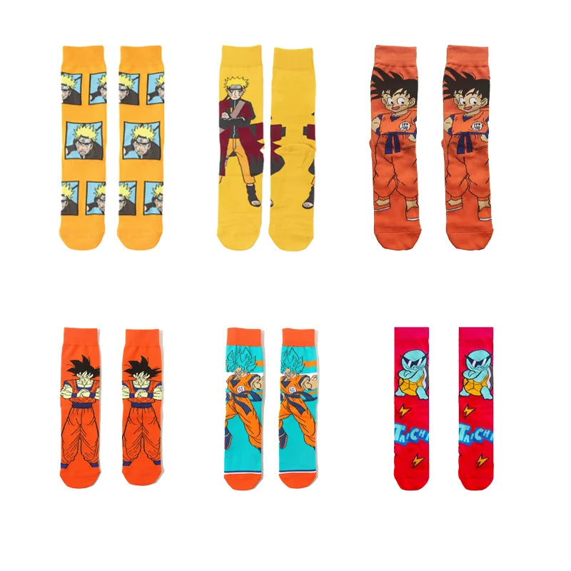 New 1 pair of Bandai cartoon men's and women's socks cartoon personality skateboard socks anime mid tube cotton neutral socks