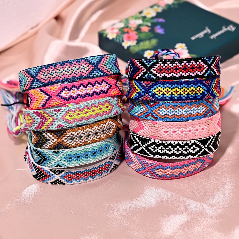 12 Colors Bohemia Friendship Tassel Bracelet for Women Fashion Cotton Rope Weaveing Summer Beach Boho Girl Bracelets