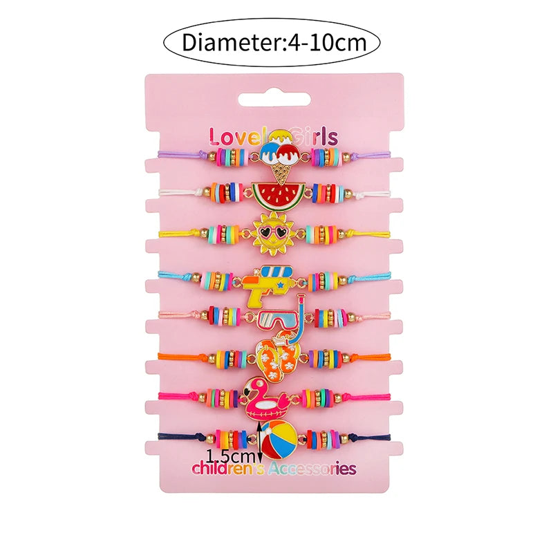 8Pack Summer Beach Fruit Bracelet Adjustable Cord Rope Best Friend BFF Bracelets for Women Girl Jewelry Friendship Gifts