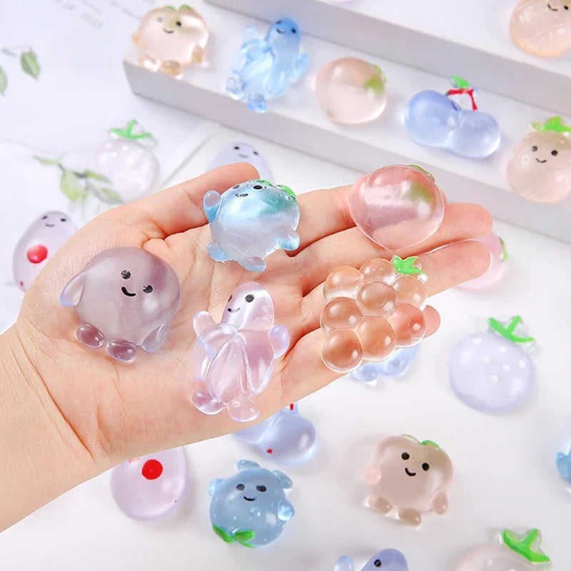 5/10PCS Mini Transparent Fruit Mochi Squishy Stress Relief Toys for Kids Birthday Party Favors Prizes Guest Gifts