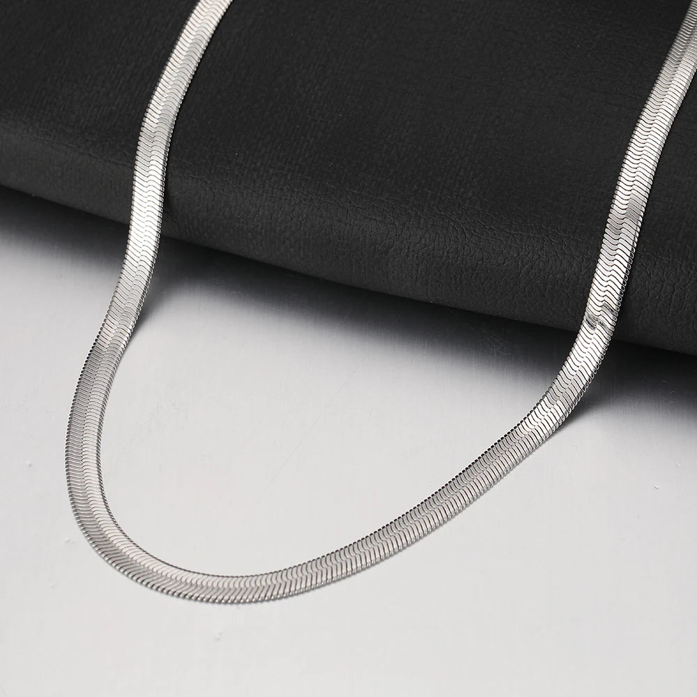Stainless Steel Necklaces Herringbone Blade Snake Chain Light Luxury Unisex Clavicle Choker Men Necklace For Women Jewelry Gifts