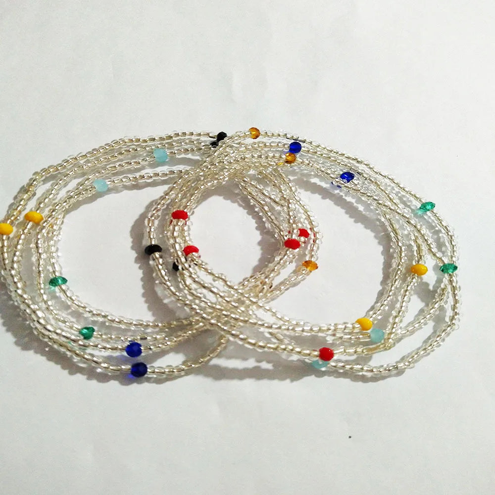 Colorful Beaded Elasticity Waist Belly Chain for Women Girl 2023 Fashion Summer Beach Waistband Bikini Beads Jewelry