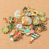 10pcs/Lot Random Mix Animal Charms Enamel Heart Flower Pendants for Jewelry Making DIY Earrings Necklace Craft Supplies