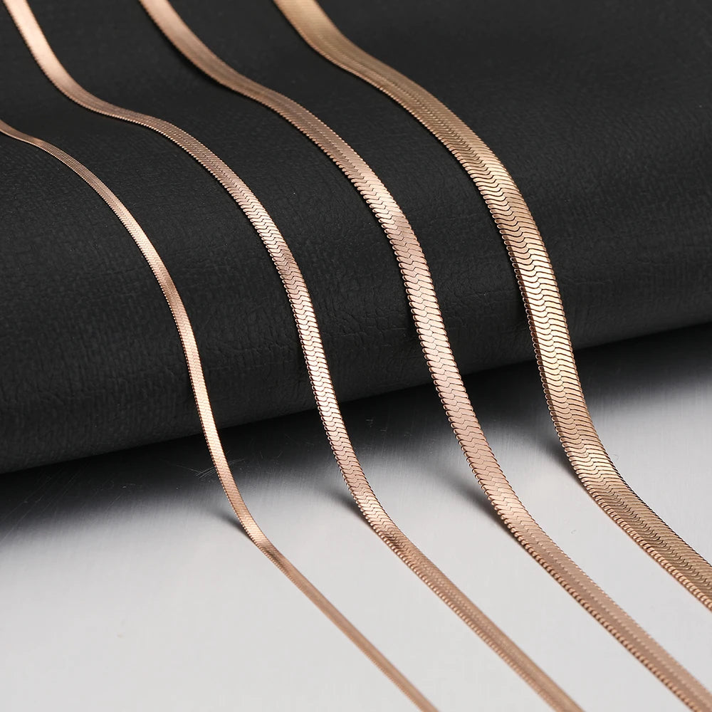 Stainless Steel Necklaces Herringbone Blade Snake Chain Light Luxury Unisex Clavicle Choker Men Necklace For Women Jewelry Gifts