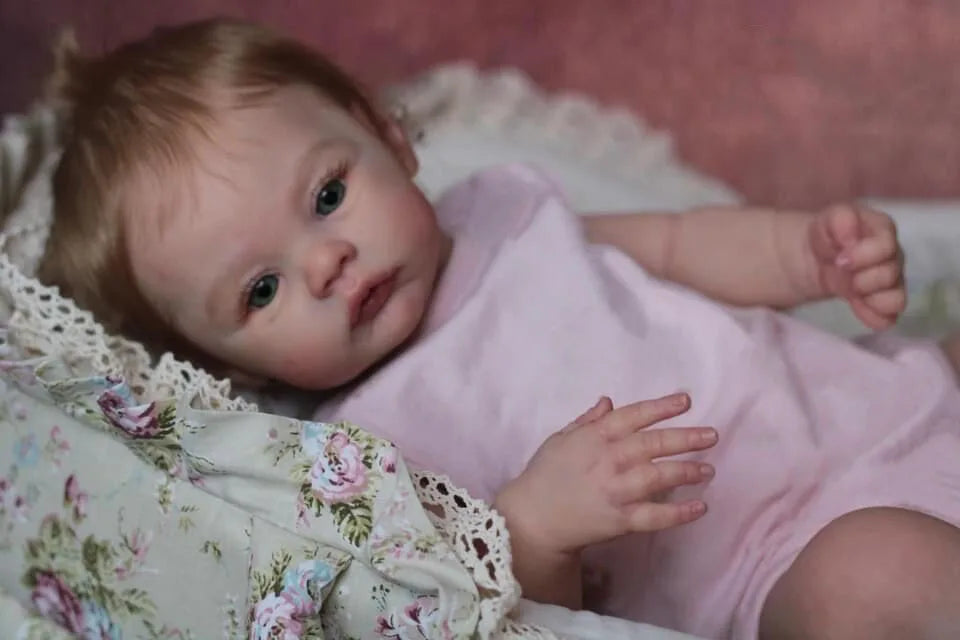NPK 49CM Newborn Baby Girl Reborn Doll Meadow Soft Cuddly Body Lifelike Soft Touch 3D Skin with Visible Veins Art Doll